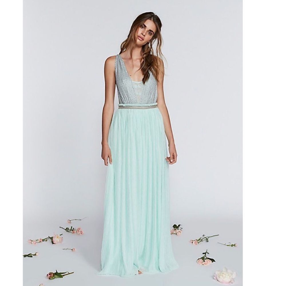 NEW FREE PEOPLE CLEO BEADED MAXI DRESS GOWN